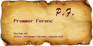 Prommer Ferenc névjegykártya